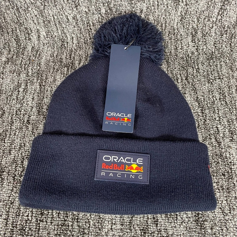 VTG Oracle Red Bull Racing F1 Beanie NWT Navy Blue Pom Knit Hat OS Most